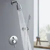 Ensemble de douche de salle de bain dans le mitigeur de douche à effet pluie en or brossé mural, mitigeur de bain et de douche en laiton chaud froid robinet de salle de bain en laiton