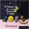 Sleutelhangers Lanyards 11Cm Pluche Vrouwen Dinosaurus Leuke Zachte Gevulde Toothy Dinosaurussen Speelgoed Pop Kleine Hanger Poppen Voor Kinderen Drop Delivery Fashio