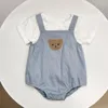 Conjuntos de roupas Born Set Bear Infant Cartoon In Summer Baby Girls Boys Manga Curta Top Color Solid T-shirts Bodysuits Kid