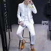 Men's Suits 2023Spring Clothes Two-piece Set (suit Western Pants) Suit Korean Version Slim Trend Hair Stylist Guy West Men