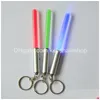 Key Rings Led Flashlight Stick Keychain Party Supplies Mini Torch Aluminum Chain Ring Durable Glow Pen Wand Lightsaber Light Fire Stic Dhoae