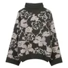 Women's Sweaters Turtleneck Sweater Women Lazy Oaf Vintage 2023 Winter Thick Warm Jumpers High Neck Flowers Jacquard Loose Pullover