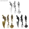Halloween present skelettskåp sätter metall bordsartiklar gaffel kniven plattvaror l230704
