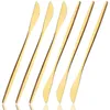 Dinnerware Sets 6Pcs Gold Dessert Knife Cutlery Set Stainless Steel Cake Tableware Knives Western Party Kitchen Flatware