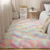 Tapijten Regenboog Tapijt Gradiënt Tie-dye Pluche Tapijt Woonkamer Salontafel Pad Tapijt Slaapkamer Nachtkastje Erker Tapijt Baby Kruipmat R230725