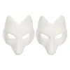 Máscaras de fiesta Máscara Mascarada Disfraz de Halloween Cosplay Gato en blanco Diy Ojo de animal blanco Lobo Therian Cara Medio papel japonés 230721