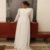 Vintage Design Wedding Dresses Long Puffy Sleeves High Neck Appliques Lace Chiffon Floor Length Bridal Gowns Custom Size281z