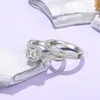 Klusterringar 925 Sterling Silver Round Cut Moissanite Ring Löstagbara smycken sätter engagemang för kvinnor 6.5mm