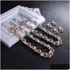 أقراط قلادة COLORF Pearl Jewelry Set عتيقة سبائك أوراق البيان مخططات الزفاف إكسسوارات الزفاف طوق هدية DRO DHJ4K