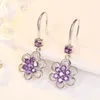 Boucles d'oreilles pendantes S925 bijoux en argent véritable améthyste goutte boucle d'oreille pour les femmes Fine Aros Mujer Oreja pierres précieuses diamant Orecchini filles