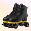 Inline Roller Skates High quality Women Men PVC Leather black Roller Skates Skating Shoes Sliding Quad Sneakers Outdoor Beginner 2 Row Adult 4 Wheel HKD230720