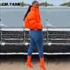 Femmes Vestes CM.YAYA Femmes Vers Le Bas Manteau Fermeture Éclair Solide Épais Bulle Manteaux Chaud Doux Femme Col Roulé Puffer Veste Style Court Parkas D'hiver L230724