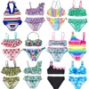 Women's 2021 Swimsuit Two Piece Hot Stamping Children's Swimwear 4-16 Years Girls Beachwear Bathing Suit JX25 H230515 H230524