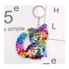 Key Rings Cat Keychains Colorf Sequins Glitter Holder Keyring Chain For Car Cellphone Bag Handbag Charms Drop Delivery Jewelry Dhxr0