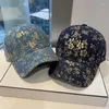 Ball Caps Retro Printed Baseball Cap Ladies Spring And Summer Casual Fashion Old Denim Peaked Autumn Men's Street Shooting Sun Hat