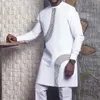 Survêtements pour hommes en Dashiki africain imprimé blanc ethnique costume 2 pièces traditionnel fête de mariage tenue de vêtements pour hommes