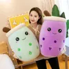 Plush Dolls Reallife Bubble Tea Cup Plushes For Baby Cartoon Boba Doll Giant Stuffed Fruit Toy Milk Pillow Strawberry Knuffels 230724