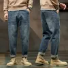 Мужские джинсы Jeans Men Men Ship Fit Blue Bacgy Jeans Fashion Spring и осенние брюки для ног Джинсовые брюки Мужская одежда Harem Pants L230724