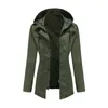 Women's Trench Coats Coat European Size Medium Length Cardigan Hooded Jacket Outdoor Raincoat