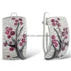 Hoop Huggie Delicate Flowers Trendy Earrings Retro Crystal Plum Tree Branch Blossom Drop Wedding Jewelry Delivery Dh3Wv