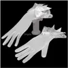 Fem fingrar handskar vit svart röd beige kort bröllop kvinnor elegant spetshandske för brudtillbehör 1 par droppleverans mode dh2wp