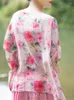 Женские блузки ретро на косточка на косточке кнопка рубашки Рами Рами Женщины 2023 Лето свободный отпечаток.