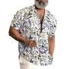 Camisas casuais masculinas Hawaii Shirt Slim Thin Print Turn-down manga curta Flower Clothing Vintage Beach Traveling Retro Menswear XXXL