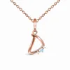 Hot selling 925 sterling silver letter D moonstone pendant rose gold necklace feeling versatile luxury jewelry