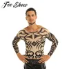 Mens Man Full Sleeve 3D Tattoo Shirts Men pojkar långärmad tröja tatuering t-shirts kläder hiphop street dance costumes outfit