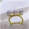 Cluster Rings Lindos 6-7mm Natural South Sea White Round Pearl Ring 925s 925 Sterling Silver Joias Para Mulheres