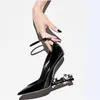 Nouveau Avec Boîte Sexy Chaussures Femme D'été Boucle Sangle Lettres Joint Sandales Chaussures À Talons Hauts Bout Pointu Mode Unique Talons Hauts256i