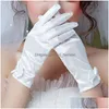 Five Fingers Gloves Women Bridal Short Satin Fl Finger Wrist Length Costume Prom Party Glove Drop Delivery Fashion Accessories Hats Scarves