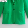 Abiti da donna Blazer Zevity Donna 2021 Fashion Tasche Design Green Fitting Blazer Cappotto Ufficio Manica lunga Casual Capispalla femminile Chic Top CT802 L230724