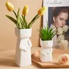 Vases Nordic White Ceramic Vase Ornaments Abstract Art Dried Flowers Floral Living Room Bedroom Home Decoration Porch Furnishings