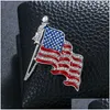 Stift broscher mode kristall handgjorda USA flagga lapel stift unika strass smycken gåva droppe leverans dhfop