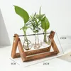 Wazony Kreatywny hydroponiczny przezroczysty wazon drewniana rama dekoratio szklane stołowe bonsai dekoracje kwiat