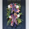 Fiori decorativi Giorno dell'indipendenza americana Simulazione Ghirlanda Appeso alla porta Vacanza Finestra Decorazione Arco Cerchio in rattan