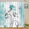 Shower Curtains 4pcs Farmhouse Rustic Daisy Flower Plant Hummingbird Bathroom Decor Bathtub Flange Mat Toilet Cover Rugs