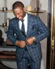 Handsome Plaid Mens Wedding Tuxedos Check Classic Fit Custom Made Groom Prom Wear Pants Suits 2 Pieces