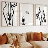 Abstrait minimaliste femmes vin affiches mur Art dessin au trait toile peinture Art impression noir et blanc photo salon décor w06