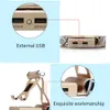 Double USB Power Bank 10400mAh 3 in1 Multifunct Powerbank Foldable Alloy Phone Holder with Bluetooth Speaker LED Light Poverbank L230619