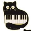 Pins Broches Mignon Chat Noir Musique Émail Broche Animal Instrument De Musique Notes Piano Broche Badge Amis Cadeau Sac À Dos Accessoires Drop Del