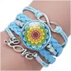 Charme Bracelets Mandola Fleur Bouddhisme Zen Verre Cabochon Amour En Cuir Bracelets Pour Femmes Hommes Cadeau Bracelet Drop Delivery Bijoux Dhe8E