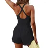 Running Sets Dames Zomer Workout Romper Mouwloos Effen Kleur Jumpsuit Shorts 1 Stuk Outfit Oefening Gym Yoga Kleding