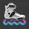 Встроенные роликовые коньки Оригинальные роликовые коньки Roselle Roller Skates Super Mlassing Led Pu Wheels Flat Frame Salom Slide FSK Street Asphalt Road Патины HKD230720