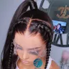 HD透明なフルレース人間の髪のかつらをプリックしたwholeslae漂白ノットストレート130密度ブラジル人レミー黒人女性360 267A