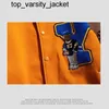 New 23ss Giacche da uomo Giacca da uomo Varsity Bomber Arancione Blu Peluche Ricamo Cappotti oversize Baseball Letterman University Giacca da uomo Letterman da donna