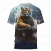 Męskie koszule Summer luźne swobodne koszulka Flying Tiger 3D wydrukowane duża ulicy harajuku krótko-rękawowe topy