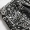 Męskie Jeans Men Paisley Bandanna drukowana moda 3D Digital Painted Denim Denim Spods Slim Pronle Black Spoders L230724
