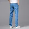 Men's Jeans Classic Style Summer Men Light Blue Thin Slim Fit Jeans Lyocell Fabric Business Fashion Stretch Denim Pants Male Brand Trousers L230724